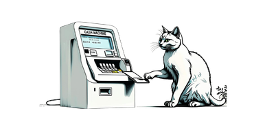 A cat at a cash machine